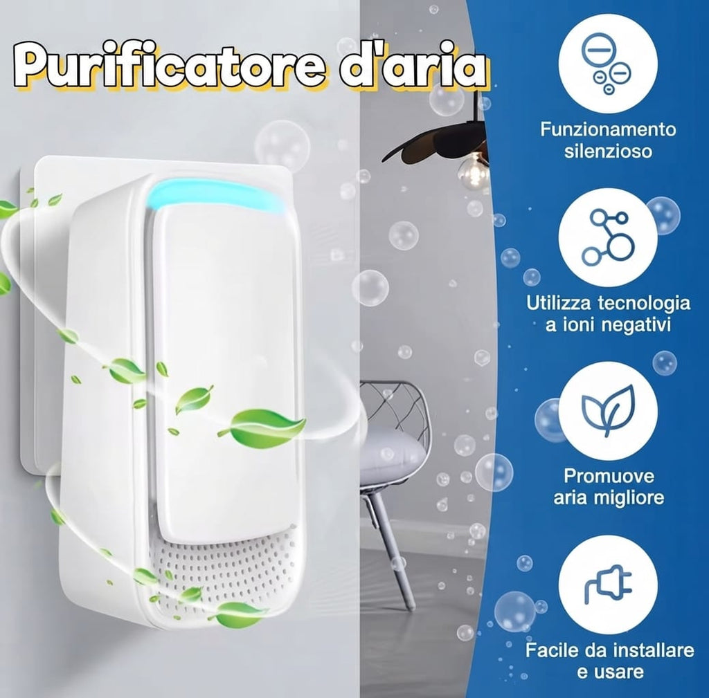 Purificatore d'Aria Ionizzante "PureLogica" Silenzioso e Compatto